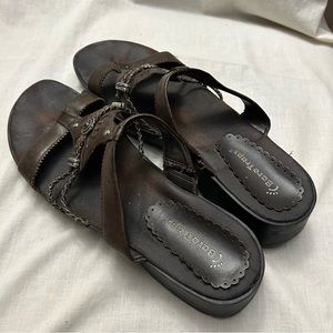 Bare Traps Brown Leather Sandals Size 10